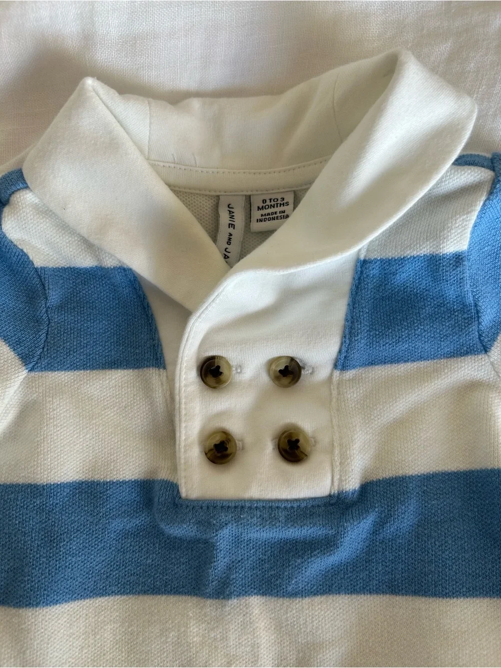 Janie and Jack Blue and White Striped Baby One-Piece